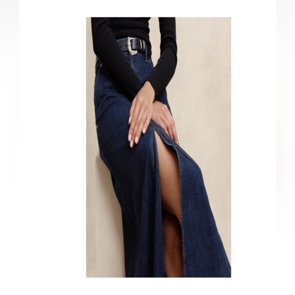 Banana Republic 
Denim Skirt Womens 4 
Center Split Classic 
Maxi Dark Wash Y2K - Picture 3 of 11